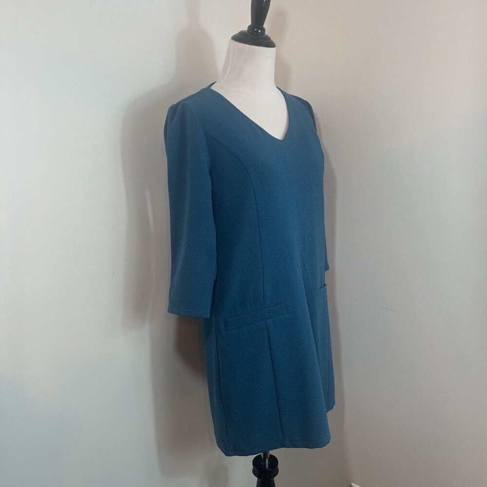 Jack by BB Dakota V Neck Shift Dress Teal Mod Retro size XS